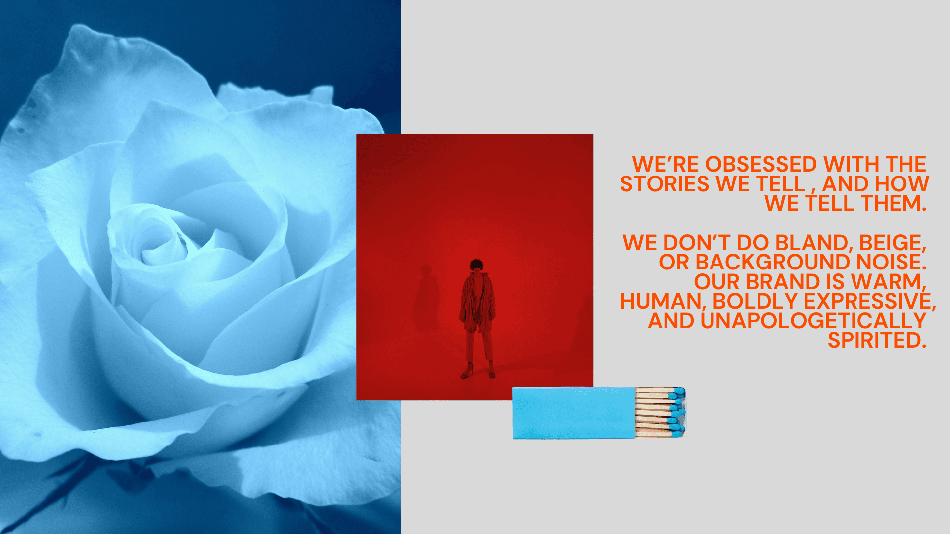 Editorial collage with high-contrast visuals from Thunder brand book